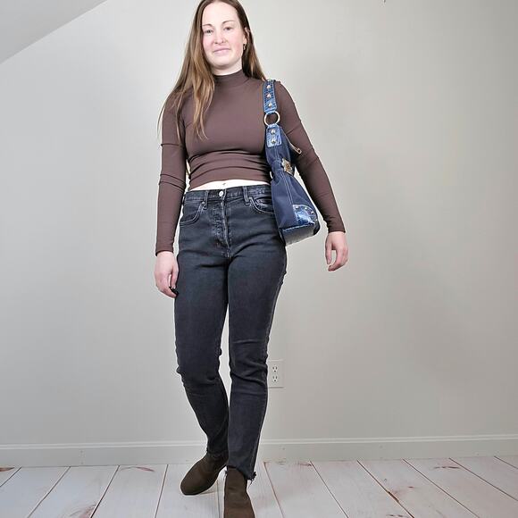 Kathy Van Zeeland Embellished Croc Shoulder Bag Navy - Picture 2 of 11